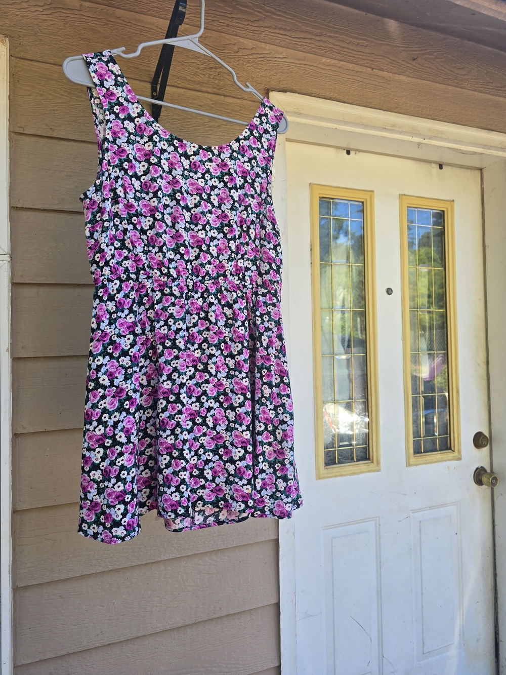 Forever 21 Women's Pink & Black Floral Babydoll Dress - Cut Out Back/Bow Detail